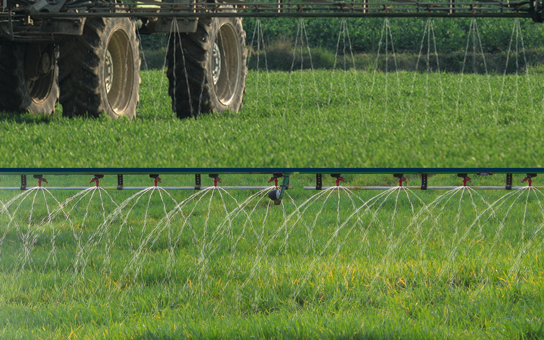 StreamJet spray tips on boom sprayer