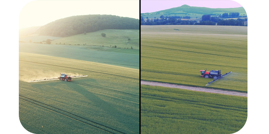 boom sprayer operating in a field